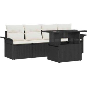 Garden Sofa Set with Cushion 5 pcs Black Poly Rattan vidaXL Garden Sofa Set with Cushion 5 pcs Black Poly Rattan vidaXL