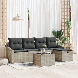 Vidaxl - Garden Sofa Set with Cushion 6 pcs Light grey Poly rattan Vidaxl - Garden Sofa Set with Cushion 6 pcs Light grey Poly rattan