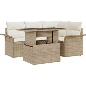 Garden Sofa Set with Cushion 5 pcs Beige Poly rattan Vidaxl Garden Sofa Set with Cushion 5 pcs Beige Poly rattan Vidaxl