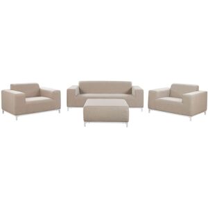 Beliani Garden Sofa Set Beige Fabric Upholstery White Aluminium Legs - Garden Sofa Set Beliani Garden Sofa Set Beige Fabric Upholstery White Aluminium Legs - Garden Sofa Set