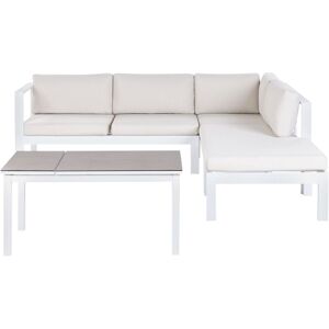 Beliani Modern Garden Set - 5 Seats, Glass Tables, Cushions Beliani Modern Garden Set - 5 Seats, Glass Tables, Cushions