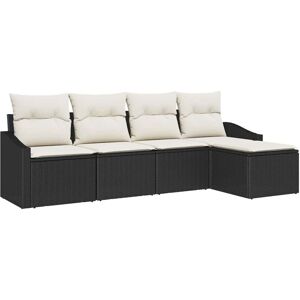 Sofa Set with Cushion 5 pcs Black and Cream Poly Rattan vidaXL Sofa Set with Cushion 5 pcs Black and Cream Poly Rattan vidaXL