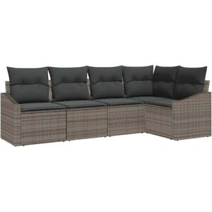 Garden Dining Set 5 pcs Grey Poly Rattan, Powder-Coated Steel Vidaxl Garden Dining Set 5 pcs Grey Poly Rattan, Powder-Coated Steel Vidaxl