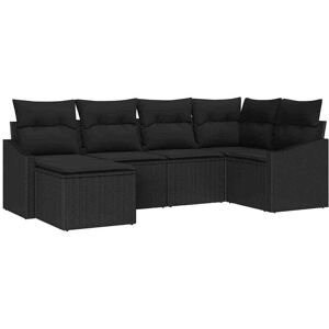 Garden Dining Set 6 pcs Black Poly Rattan, Powder-Coated Steel Vidaxl Garden Dining Set 6 pcs Black Poly Rattan, Powder-Coated Steel Vidaxl