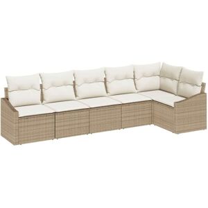 Vidaxl Garden Sofa Set 6-Piece Beige Rattan Outdoor Lounge Vidaxl Garden Sofa Set 6-Piece Beige Rattan Outdoor Lounge
