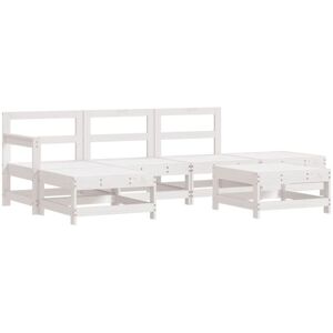 vidaXL Garden Lounge Set Outdoor Modular Sofa 6 Piece White Solid Wood Pine - Garden Lounge Set vidaXL Garden Lounge Set Outdoor Modular Sofa 6 Piece White Solid Wood Pine - Garden Lounge Set