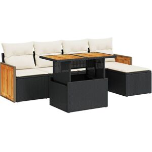 6 Piece Garden Sofa Set with Cushions Black Poly Rattan Acacia Vidaxl 6 Piece Garden Sofa Set with Cushions Black Poly Rattan Acacia Vidaxl