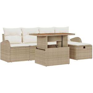 Vidaxl - Garden Sofa Set Height-Adjustable 6 pcs Beige Poly Rattan Vidaxl - Garden Sofa Set Height-Adjustable 6 pcs Beige Poly Rattan