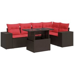 6 Piece Garden Sofa Set with Cushions Brown Poly Rattan Acacia Vidaxl 6 Piece Garden Sofa Set with Cushions Brown Poly Rattan Acacia Vidaxl