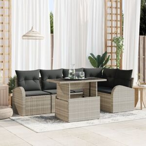 Vidaxl - Garden Sofa Set 6 pcs Light grey 100 x 55 x 73 cm Poly rattan Vidaxl - Garden Sofa Set 6 pcs Light grey 100 x 55 x 73 cm Poly rattan