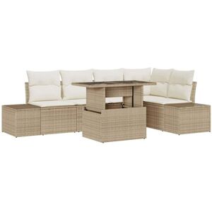 Garden Sofa Set with Storage 6 pcs Beige Poly rattan vidaXL Garden Sofa Set with Storage 6 pcs Beige Poly rattan vidaXL