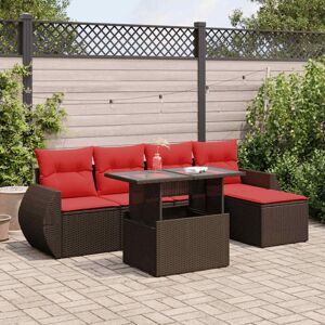 6 Piece Garden Sofa Set with Cushions Brown Poly Rattan Acacia Vidaxl 6 Piece Garden Sofa Set with Cushions Brown Poly Rattan Acacia Vidaxl