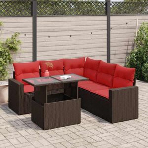 6 Piece Garden Sofa Set with Cushions Brown Poly Rattan Acacia Vidaxl 6 Piece Garden Sofa Set with Cushions Brown Poly Rattan Acacia Vidaxl