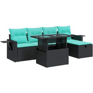 6 Piece Garden Sofa Set with Cushions Grey Poly Rattan Acacia vidaXL 6 Piece Garden Sofa Set with Cushions Grey Poly Rattan Acacia vidaXL