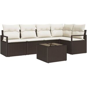 Vidaxl - Garden Sofa Set with Cushion with Storage 6 pcs Brown, Cream Vidaxl - Garden Sofa Set with Cushion with Storage 6 pcs Brown, Cream