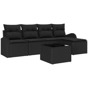 Vidaxl - Garden Sofa Set with Cushion 6 pcs Black Poly rattan Vidaxl - Garden Sofa Set with Cushion 6 pcs Black Poly rattan