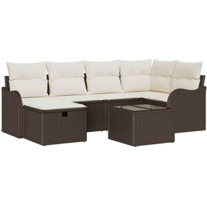 Vidaxl - Garden Sofa Set 7 pcs Brown and cream 232.5 x 122.5 x 85 cm Vidaxl - Garden Sofa Set 7 pcs Brown and cream 232.5 x 122.5 x 85 cm