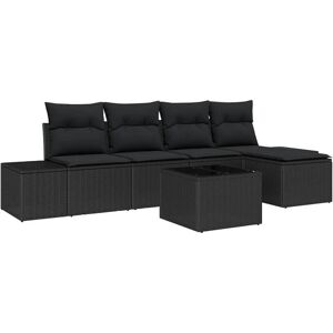 Vidaxl - Garden Sofa Set 6 pcs Black Poly Rattan, Powder-Coated Steel Vidaxl - Garden Sofa Set 6 pcs Black Poly Rattan, Powder-Coated Steel