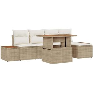 Garden Sofa Set with Storage 6 pcs Beige Poly rattan Vidaxl Garden Sofa Set with Storage 6 pcs Beige Poly rattan Vidaxl