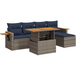 6 Piece Garden Sofa Set with Cushions Grey Poly Rattan Acacia Vidaxl 6 Piece Garden Sofa Set with Cushions Grey Poly Rattan Acacia Vidaxl