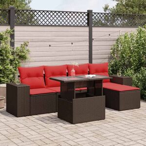6 Piece Garden Sofa Set with Cushions Brown Poly Rattan Acacia Vidaxl 6 Piece Garden Sofa Set with Cushions Brown Poly Rattan Acacia Vidaxl