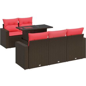 6 Piece Garden Sofa Set with Cushions Brown Poly Rattan Acacia Vidaxl 6 Piece Garden Sofa Set with Cushions Brown Poly Rattan Acacia Vidaxl