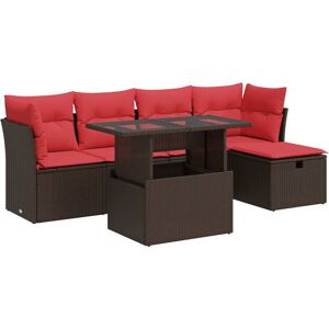 6 Piece Garden Sofa Set with Cushions Brown Poly Rattan Acacia Vidaxl 6 Piece Garden Sofa Set with Cushions Brown Poly Rattan Acacia Vidaxl