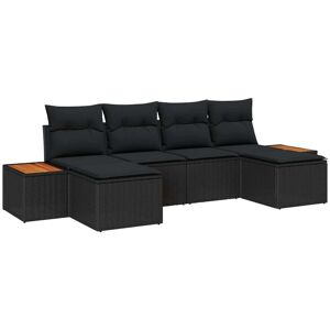 Garden Sofa Set with Cushion 6 pcs Black Poly Rattan vidaXL Garden Sofa Set with Cushion 6 pcs Black Poly Rattan vidaXL