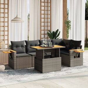 Vidaxl - 6 Piece Garden Sofa Set with Cushions Grey Poly Rattan Vidaxl - 6 Piece Garden Sofa Set with Cushions Grey Poly Rattan