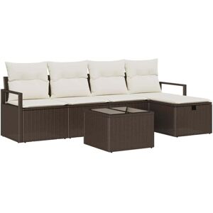 Vidaxl - Garden Sofa Set 6 pcs Brown and cream 230 x 117 x 85 cm Vidaxl - Garden Sofa Set 6 pcs Brown and cream 230 x 117 x 85 cm
