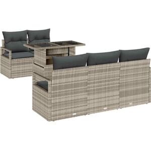 Vidaxl - Garden Sofa Set with Storage 6 pcs Light Grey Poly rattan Vidaxl - Garden Sofa Set with Storage 6 pcs Light Grey Poly rattan