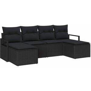Vidaxl - Garden Sofa Set 6 pcs Black Poly Rattan, Powder-Coated Steel Vidaxl - Garden Sofa Set 6 pcs Black Poly Rattan, Powder-Coated Steel