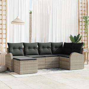 Vidaxl - Garden Sofa Set with Cushion 6 pcs Light grey Poly rattan Vidaxl - Garden Sofa Set with Cushion 6 pcs Light grey Poly rattan
