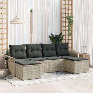 Vidaxl - Garden Sofa Set with Cushion 6 pcs Light Grey Poly rattan Vidaxl - Garden Sofa Set with Cushion 6 pcs Light Grey Poly rattan