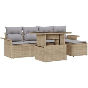 Garden Sofa Set with Cushion 6 pcs Beige Poly rattan Vidaxl Garden Sofa Set with Cushion 6 pcs Beige Poly rattan Vidaxl