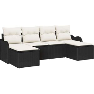 Vidaxl - Garden Sofa Set with Cushion 6 pcs Black, white Poly rattan Vidaxl - Garden Sofa Set with Cushion 6 pcs Black, white Poly rattan