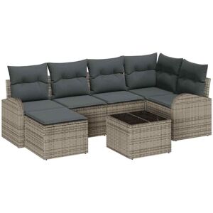 Vidaxl - Garden Sofa Set with Cushion 7 pcs Grey Poly rattan Vidaxl - Garden Sofa Set with Cushion 7 pcs Grey Poly rattan