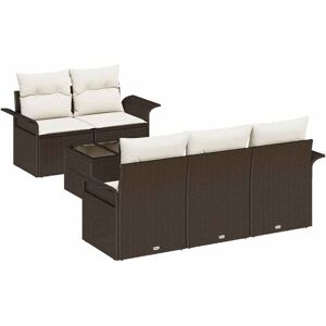 Vidaxl - Garden Sofa Set with Cushion 6 pcs Brown, Cream 55 x 55 x 37 cm Vidaxl - Garden Sofa Set with Cushion 6 pcs Brown, Cream 55 x 55 x 37 cm