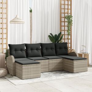 Vidaxl - Garden Sofa Set with Cushion 6 pcs Light grey Poly rattan Vidaxl - Garden Sofa Set with Cushion 6 pcs Light grey Poly rattan