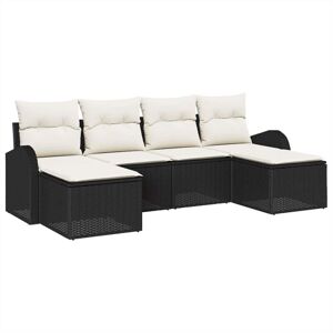 Vidaxl - Garden Sofa Set with Cushion 6 pcs Black, white Poly rattan Vidaxl - Garden Sofa Set with Cushion 6 pcs Black, white Poly rattan