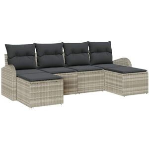Vidaxl - Garden Sofa Set with Cushion 6 pcs Light grey Poly rattan Vidaxl - Garden Sofa Set with Cushion 6 pcs Light grey Poly rattan