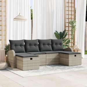 Vidaxl - Garden Sofa Set with Cushion 6 pcs Light grey Poly rattan Vidaxl - Garden Sofa Set with Cushion 6 pcs Light grey Poly rattan