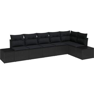 Vidaxl - Garden Sofa Set 6 pcs Black Poly Rattan, Powder-Coated Steel Vidaxl - Garden Sofa Set 6 pcs Black Poly Rattan, Powder-Coated Steel