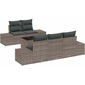 Garden Sofa Set with Cushion 6 pcs Grey Poly Rattan vidaXL Garden Sofa Set with Cushion 6 pcs Grey Poly Rattan vidaXL