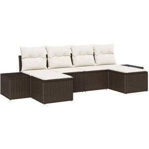 Vidaxl - Garden Sofa Set 6 pcs Brown and cream 184 x 62 x 85 cm Vidaxl - Garden Sofa Set 6 pcs Brown and cream 184 x 62 x 85 cm