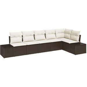 Vidaxl - Garden Sofa Set with Cushion with Storage 6 pcs Brown, Cream Vidaxl - Garden Sofa Set with Cushion with Storage 6 pcs Brown, Cream