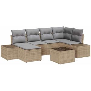 Vidaxl - Garden Sofa Set 7 pcs Beige and light grey 264 x 154 x 85 cm Vidaxl - Garden Sofa Set 7 pcs Beige and light grey 264 x 154 x 85 cm