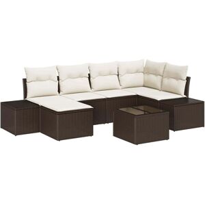 Garden Sofa Set 7 pcs Brown and cream 264 x 154 x 85 cm Vidaxl Garden Sofa Set 7 pcs Brown and cream 264 x 154 x 85 cm Vidaxl