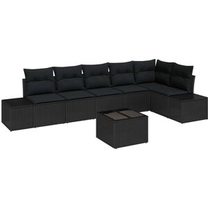 Vidaxl - Garden Sofa Set 7 pcs Black Poly Rattan, Powder-Coated Steel Vidaxl - Garden Sofa Set 7 pcs Black Poly Rattan, Powder-Coated Steel