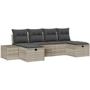 Vidaxl - Garden Sofa Set with Cushion 6 pcs Light grey Poly rattan Vidaxl - Garden Sofa Set with Cushion 6 pcs Light grey Poly rattan